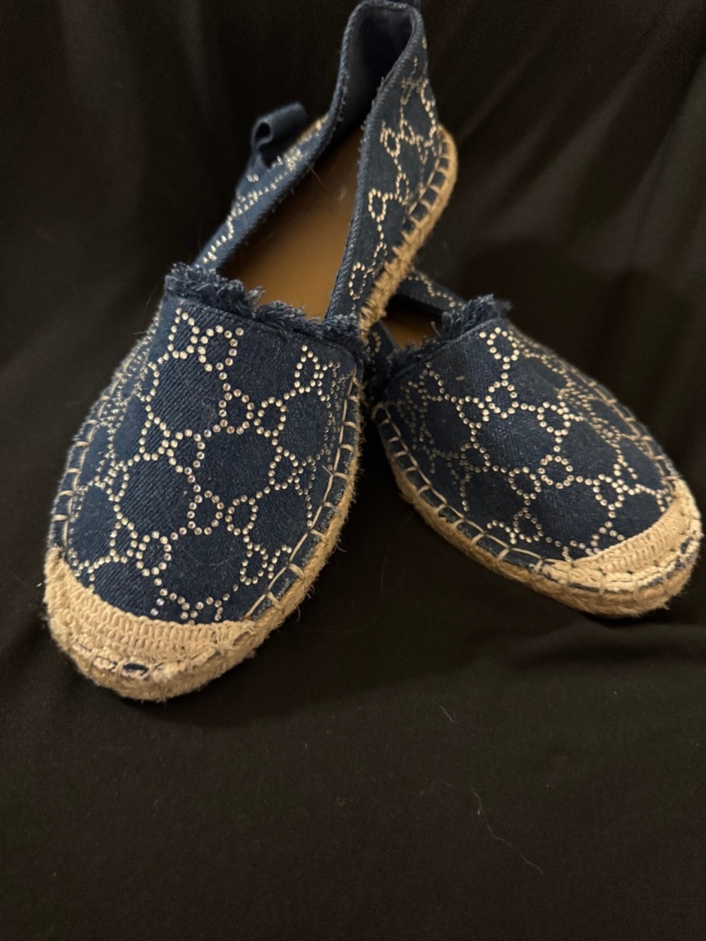 Denim and Rhinestone Espadrilles size 8